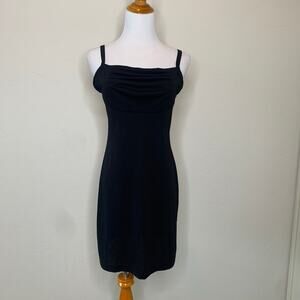 All That Jazz Black Slip Dress Draped Neck Small